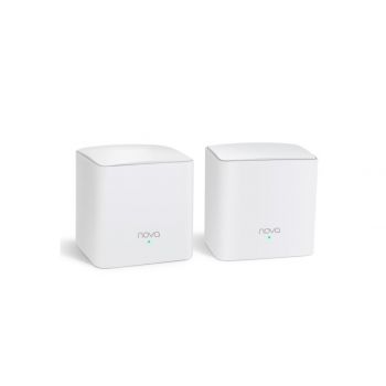 Tenda Nova MW5c AC1200 Mesh WiFi System, 1200 Mbps, 200sqÂ² Wi-Fi coverage, 5 GHz/2.4 GHz, Gigabit Ethernet, White, Pack of 2 | Nova MW5c-2