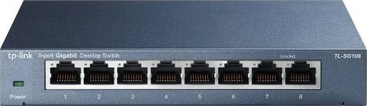 TP-Link 8-Port 10/100/1000Mbps Desktop Switch, 1.5mb Buffer Size, 3.3W Power Consumption, 11.9Mpps Packet Forwarding Rate, 16KB Jumbo Frame, Black | TL-SG108