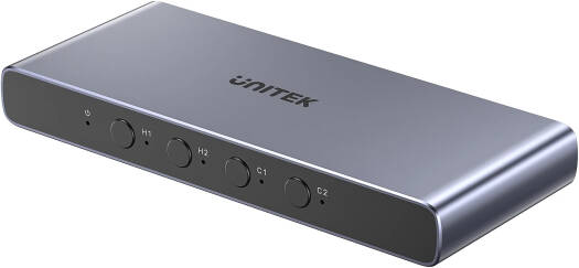 UNITEK 4K HDMI/USB-C Switch 4-in-1 Out, Connect 4 Devices to 1 Display, UHD 4K@60Hz, HDR10/Dolby Vision, VRR, FreeSync, EDID Memory, LED Indicators, Space Grey | V1313AGY01