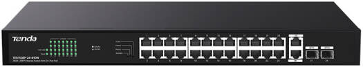 Tenda 26GE+2SFP Ethernet Switch With 24-Port PoE Dedicated for SMB Networking & Surveillance, 41.7 Mpps Packet Forwarding Mode, 56 Gbps Switch Capacity | TEG1128P-24-410W