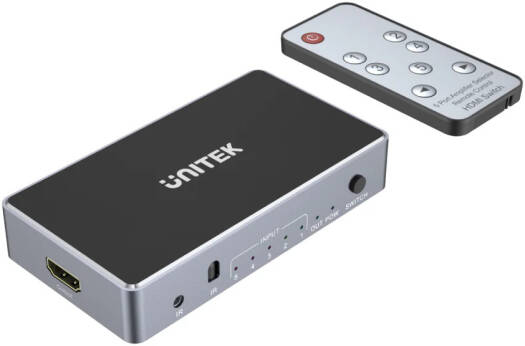 Unitek 4K HDMI Switch 5 In 1 Out, Up to 4K UHD Resolution, 5 HDMI Inputs & 1 HDMI Output, 12bit Color Depth And 3D Pass-Through, Dolby TrueHD and DTS-HD, Space Grey | V1110A