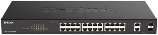 D-Link Smart Managed Switch, 24 x 10/100/1000BASE-T PoE Ports, 2 x RJ45/SFP Combo Ports, 525W PoE Power Budget, PoE++ (802.3bt) Support, Bandwidth Control, QoS, IGMP Snooping | DGS-1100-26MPPV2
