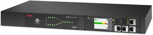 APC NetShelter Rack Automatic Transfer Switch, 1U Rachmount, 16A Rated Current, 230V Output Voltage, 2 C20 Inlet & 8 C13, 1 C19 OUT, 50/60Hz Network Frequency, Black | AP4423A