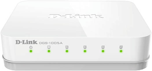 D-Link 5 Port Gigabit Desktop Switch, 5x1000Base-T Interface, Auto MDI/MDIX, 10Gbps Switching Capacity, White | DGS-1005A