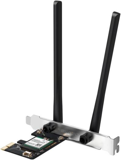 Mercusys MA80XE AX3000 Dual Band Wi-Fi 6 PCIe Adapter, 2402Mbps 5GHz, 574Mbps 2.4GHz, Bluetooth 5.3, OFDMA, MU-MIMO, 1024-QAM, 160MHz, 2x High-Gain Antennas, WPA3, Win 10/11 | MA80XE