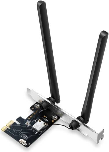 Mercusys MA86XE AXE5400 Wi-Fi 6E Tri-Band PCIe Adapter, 2402Mbps 6GHz, 2402Mbps 5GHz, 574Mbps 2.4GHz, Bluetooth 5.3, OFDMA, MU-MIMO, 1024-QAM, 2x Antennas, WPA3, Win 10/11 | MA86XE