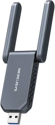 Mercusys MA37BEH BE6500 Wi-Fi 7 High-Gain USB Adapter, Tri-Band, 2882Mbps 6GHz, 2882Mbps 5GHz, 688Mbps 2.4GHz, 4K-QAM, MLO, MU-MIMO, USB 3.0, 2x High-Gain Antennas, WPA3 | MA37BEH