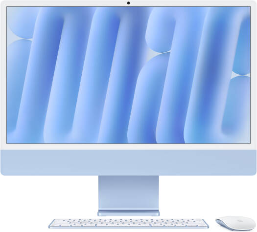 Apple iMac (2024) AIO Desktop Computer, 24" 4.5K Retina Nano-Textured Display, Apple M4 Chip with 10-Core CPU, 10-Core GPU, 16-Core Neural Engine, 16GB RAM, 256GB SSD, English K/B, Blue | Z1EP00089