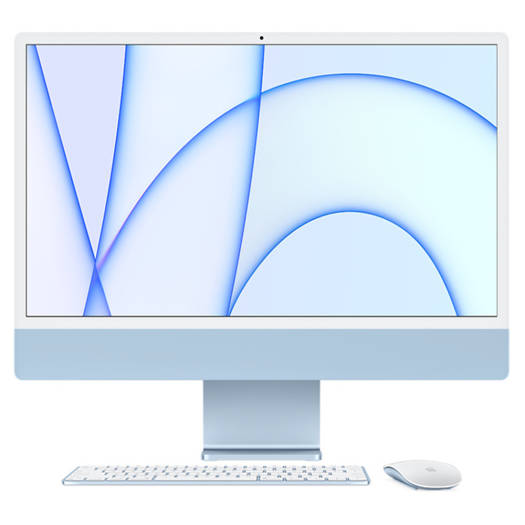 Apple iMac 24'' 4.5K Retina Display All in One PC, M1 Chip, 8 Core CPU, 8 Core GPU, 16GB RAM, 1TB SSD, macOS, Gigabit Ethernet, English Keyboard + Mouse, Blue | Z12W0018J