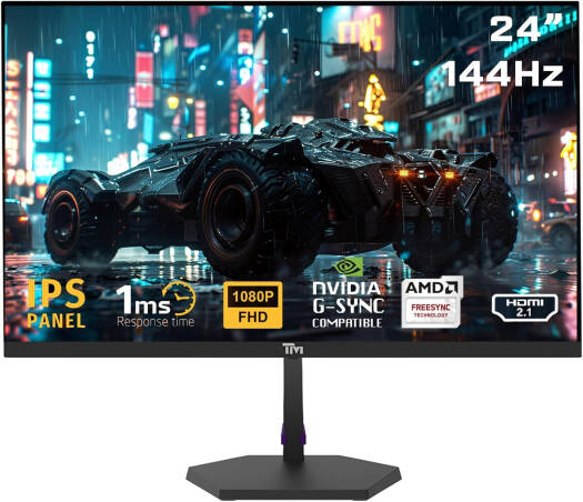 Twisted Minds ECO Series Gaming Monitor, 24" FHD IPS Display, 144Hz Refresh Rate, 99% sRGB, 1ms MPRT, Adaptive Sync Support, E-LED, VESA Mount Compatible, Black | TM24FHD144IPS