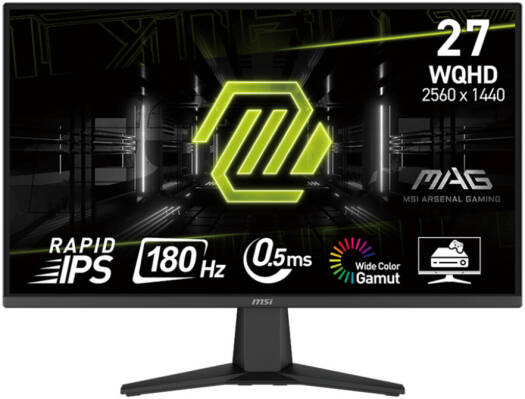 MSI MAG 275QF Gaming Monitor, 27" WQHD Rapid IPS Display, 180Hz Refresh Rate, 0.5ms (GtG) Response Time, AdaptiveSync Technology, 1.07b Display Colors, Black | MAG 275QF