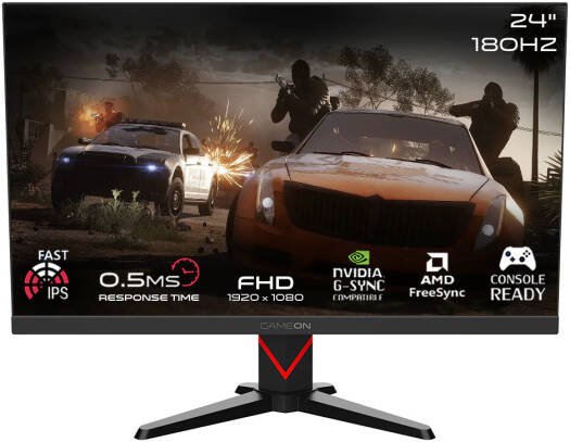 GAMEON Marksman Series 24" FHD, 180Hz, MPRT 0.5ms Response Time, HDMI 2.1, Fast IPS Gaming Monitor (Supports PS5), IPS Panel & RGB Lighting, Black | GOMM24FHD180IPS