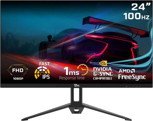 Twisted Minds 24" FHD Gaming Monitor, IPS Panel Technology, 1920 x 1080 Full HD Resolution, 100Hz Refresh Rate, 1ms, Speaker, HDMI 1.4 / VGA / Audio / DC, Black | TM24FHD100IPS