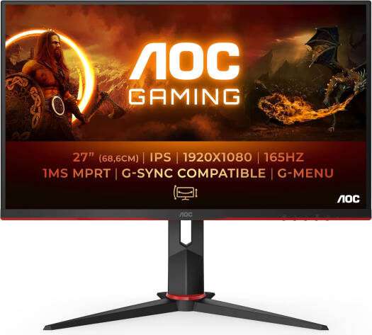 AOC OPEN BOX 27G2SPU Gaming Monitor, 27" IPS Display, FHD Resolution, 165Hz Refresh Rate, 1ms (MPRT) Response Time, AMD FreeSync Premium, Height Adjust, Black | 27G2SPUBK-OPEN BOX