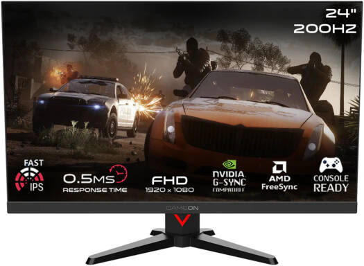 GAMEON Marksman Series 24" FHD, 200Hz, MPRT 0.5ms Response Time, HDMI 2.1, Fast IPS Gaming Monitor (Supports PS5), IPS Panel & RGB Lighting, Black | GOMM24FHD200IPS