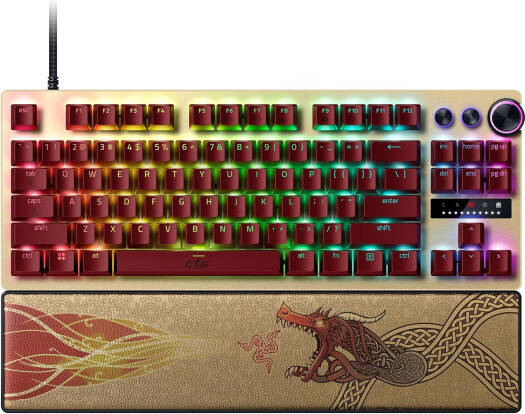 Razer Huntsman V3 Pro TKL Esports Counter-Strike 2 Edition Gaming Keyboard, Analog Optical Switches Snap Tap, Rapid Trigger, Adjustable Actuation, Media Keys, PBT Keycaps, Gold | RZ03-04982100-R3M1