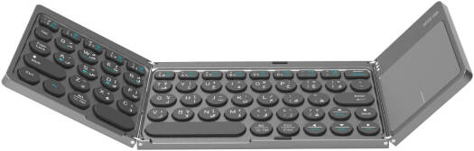 Green Lion Tri-Fold Wireless Keyboard, Scissor-Switch Structure, Bluetooth 5.0, Built-in Touchpad, Ultra-Slim Foldable Design, Type-C Port, Multi-Device Compatible, Eng-Arab K/B, Gray | GNTRIKYBDGY