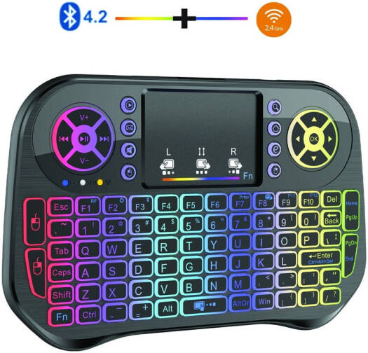 Mini Keyboard With In-built Mouse, 3 In 1 Multifunction Keyboard, Sensitive Multi-finger Touchpad, Widely Compatibility, 7-colors Backlight, Rechargeable Li-ion Battery & Portable | JA501