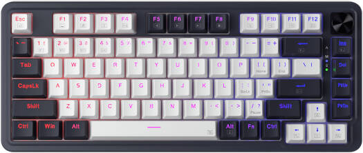 Redragon UCAL K673 Pro 75% Gasket Mechanical Gaming Keyboard, Linear Red Switch, Hot-Swappable, One-Knob Control, 2.4Ghz, Bluetooth, USB-C Connectivity, US QWERTY Layout, White/Blue | K673WB-RGB-PRO