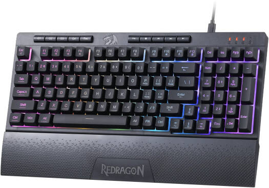 Redragon SHIVA K515 Membrane Gaming Keyboard, 98 Keys, 26 Anti-Ghost Keys, 5 Dedicated Multimedia Keys, Dynamic RGB Backlighting, Detachable Wrist-Rest, Black | K515-RGB