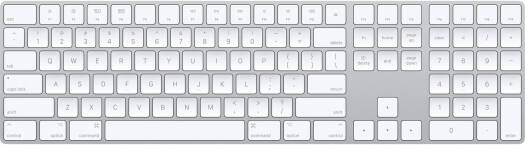 Apple Magic Keyboard with Numeric Keypad (US English), Numeric Keypad, Wireless BT, Built-In Rechargeable Battery, Silver | MXCJ3LL/A