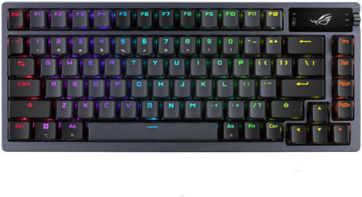 ASUS ROG Azoth 75 DIY Custom RGB Gaming Keyboard, OLED Display, Tri-mode Connection, Hot-Swappable ROG NX Red Switches & Keyboard Stabilizers, ABS Keycaps, ENG-ARAB Layout, Black | 90MP0316-BKCA00