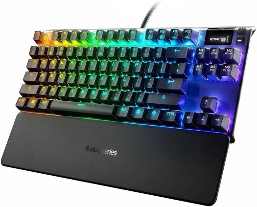 SteelSeries Apex 7 TKL Compact Mechanical Gaming Keyboard, OLED Smart Display, Linear Red Switch and Quiet, RGB Backlit, English US Layout, Black | 64646