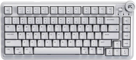 Cybeart Nighthawk 75 Mechanical Gaming Keyboard, 75% Layout, Pre-Lubed Switches, Hot-Swappable, RGB Backlit, Tri Mode Connectivity, Media Knob, White | KB-NIGHTHAWK75TRI-CYB02