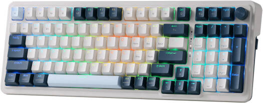 Redragon K686 PRO Wireless Gasket Mechanical Keyboard, 98 Keys, RGB Lighting, Hot Swappable, Linear Red Switches, Triple Mode, Knob Control, Blue Himmel | K686 PRO