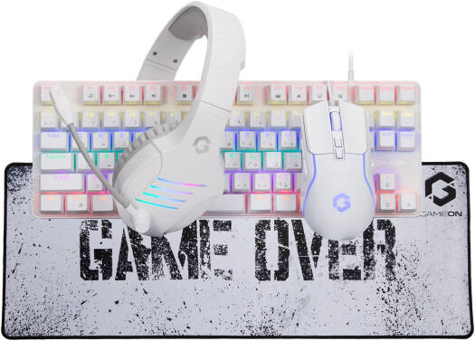 GAMEON VIPER XA All-In-One Artic Series Gaming Bundle, Mechanical Keyboard, Headset, Mouse & Mousepad, RGB Lighting Effects, Blue Switches, 7200 DPI, Immersive Sound, Ergonomic Design | GO-VIPER-XA