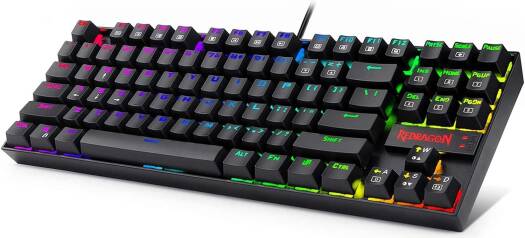 Redragon K552 Kumara 87-Keys Mechanical Gaming Keyboard, Blue Key Switches, Anti-Ghosting Keys, Free N-Key Rollover, ABS Material, Wired Connectivity, ENG-ARAB Keyboard Layout, Black | K552RGB-1-ARB