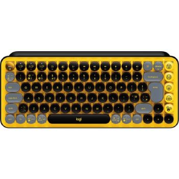 Logitech Pop Keys Wireless Mechanical Keyboard, With Customizable Emoji Keys, 10m Wireless Range, 3 Channels Easy-Switch, Bluetooth / USB Interface, US Intl Layout, Yellow | 920-010735
