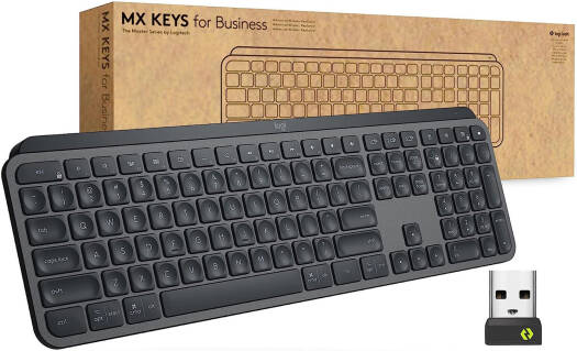 Logitech MX Keys for Business, Wireless Bluetooth Keyboard, Comfort, Stability, and Precision, Auto-Adjusting Backlighting, Reduced Keystroke Noise, English, Graphite | 920010116