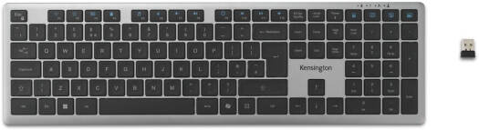 Kensington KB535 EQ Rechargeable Multi Device Keyboard, Full Size Layout, Bluetooth 5.4 & 2.4GHz, Quiet Scissor Switch Keys, Programmable Shortcuts, Rechargeable Battery, Black/Grey | K75408WW