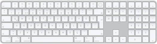 Apple Magic Keyboard, With Touch ID And Numeric Keypad, Mac Compatible, Wireless Bluetooth Connectivity, Lightning to USB Type-C Cable, Rechargeable Battery, Turkish Q Layout, Silver | MK2C3TX/A