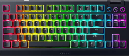 Razer BlackWidow V4 Tenkeyless HyperSpeed Gaming Keyboard, Hot-Swappable, Orange Tactile Switch, Chroma RGB, Doubleshot ABS Keycaps, Secondary Media Keys, Black | RZ03-05480100-R3M1