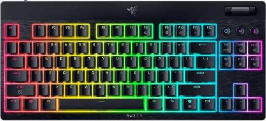 Razer BlackWidow V4 Low-Profile Tenkeyless HyperSpeed Mechanical Gaming Keyboard, English Layout, 1000Hz Polling Rate, Chroma RGB Lighting, Razer Green Switch, Tri-Mode, Black | RZ03-05450500-R3M1
