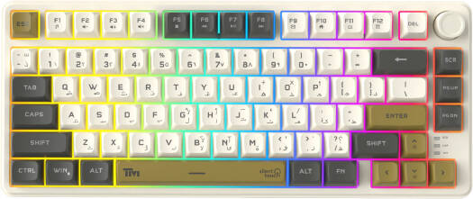 Twisted Minds TM-MK75-WPRO 75% Imperium Pro Series Wired Membrane Keyboard, 80 Keys, English/Arabic Layout, 19 Anti-Ghosting Keys, Multimedia Keys, 4000mAh Battery, White | TM-MK75-WPRO
