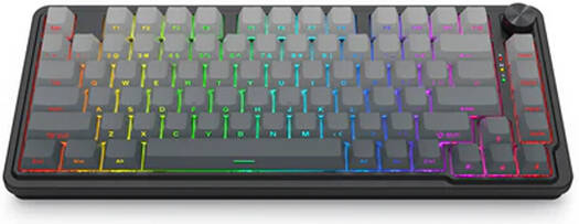 Redragon UCAL K673SP-PRO Wireless Gaming Keyboard, 75% Layout, Tri-Mode, Side-Printed Keycaps, Gasket Mount, Mint Mambo Switches, Control Knob, Black/Gray | K673SP-RGB-PRO