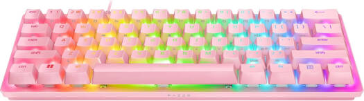 Razer Huntsman Mini Gaming Wired Keyboard, 60% Compact Design, Polling Rate of 1000 Hz, Doubleshot PBT Keycaps, Clicky Optical Switch, Quartz Pink | RZ03-03393500-R3U1