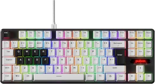 Pulsar PCMK 2 TKL Ultrafast Magnetic Hall Effect Gaming Keyboard, Rapid Trigger, Adjustable Actuation Magnetic Switch, 8k Polling, Ultra-Low Latency, RGB Lighting, Hot-Swap, Black/White | PCMK2HE8O1W