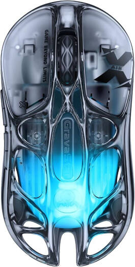 GravaStar Mercury X Air Wireless Gaming Mouse, 8K Hz Polling Rate, 32000 DPI PixArt Sensor, 56g Ultra Lightweight Design, Tri Mode Connectivity, RGB Lighting, Esports Grade Precision, Gray | XAIR
