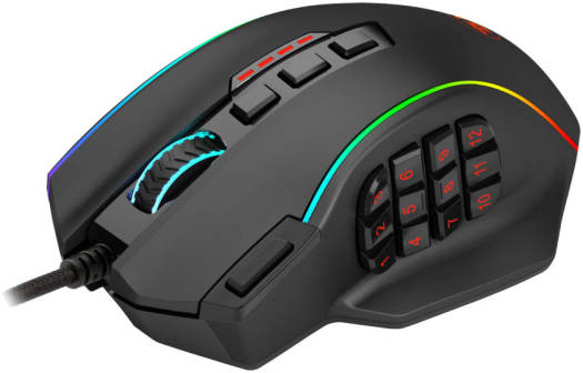 Redragon M901 Wired Gaming Mouse, 12400 DPI High-Precision Sensor, RGB Backlighting, MMO 20 Programmable Buttons With Weight Tuning Set, For Windows Pc Computer, Black | M901-K-2