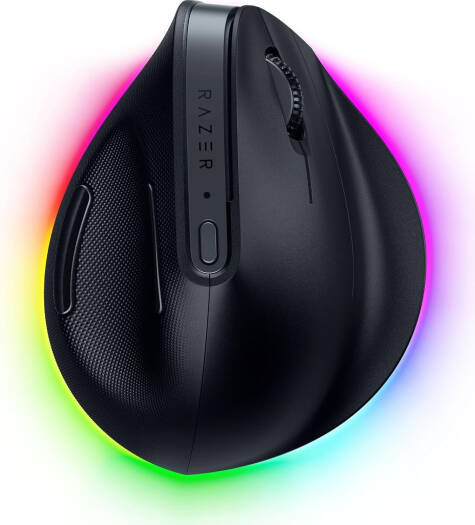 Razer Pro Click V2 Vertical Edition Gaming Mouse, 30000 Max DPI, 550 Max IPS, Razer Focus Pro Optical Sensor, 18 Zone Underglow RGB Lighting, 8 Programmable Button, Black | RZ01-05250100-R3G1