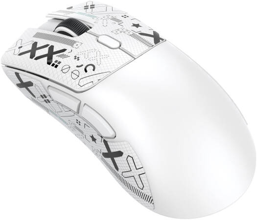 Attack Shark R1 Wireless Ergonomic Gaming Mouse, 18K DPI Tri Mode Lightweight Mouse, Bluetooth 2.4G Wired, White | ASR1-WH