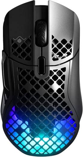 SteelSeries Aerox 5 Wireless Mouse, 40G Acceleration, 18000 in 100 CPI Increments, Ultra Lightweight, 3 RGB Zones, IP54 Switches with Over 80M Click, Bluetooth 5.0, 180H Battery Life, Black | 62406