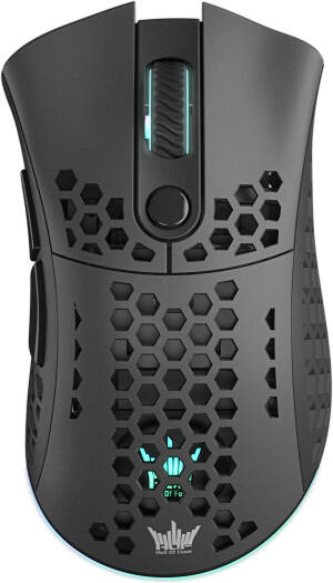 Galax HOF Ace M2 Gaming Wireless Mouse, PixArt Optical Sensor, 38000 DPI Sensitivity, 400 IPS Max Speed, 6 Programmable Macro Buttons, 1.8 m Braided Fiber Cable, Black | MGHM2P708RG2BB
