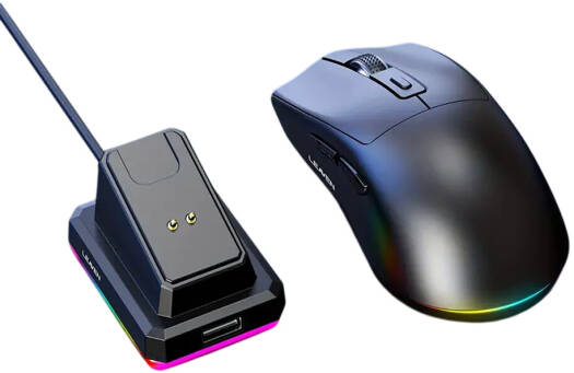 Generic X3 Wireless Gaming Mouse with RGB, Magnetic Charging Dock, 800 1600 DPI, 2.4G Wireless, 6-Button Right-Handed Design (S/M Hands), Compatible with Windows & Mac, Black