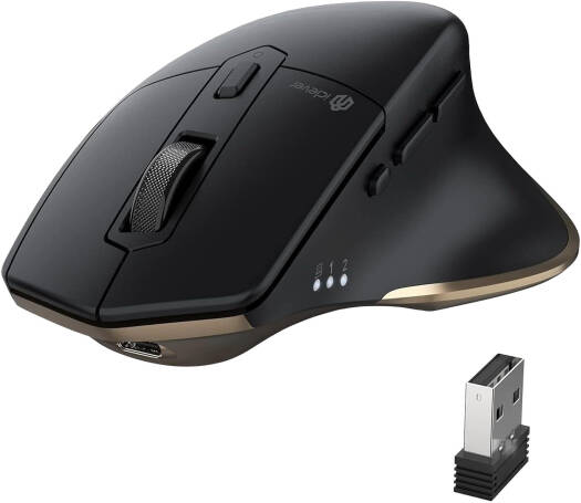 iClever MD172 Bluetooth Mouse, Wireless Mouse Dual Mode(Bluetooth+USB), Multi-Devices Ergonomic Mouse with 5 Adjustable DPI and 7 Buttons, Rechargeable Silent Mice, Black | MD-172