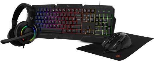 Porodo 4-in-1 Ultimate Gaming Kit RGB Membrane Keyboard with Arabic Keys, High-Precision Adjustable DPI Mouse, Surround Sound Headset with Mic, and Durable XL Mousepad for Pro-Level Gaming